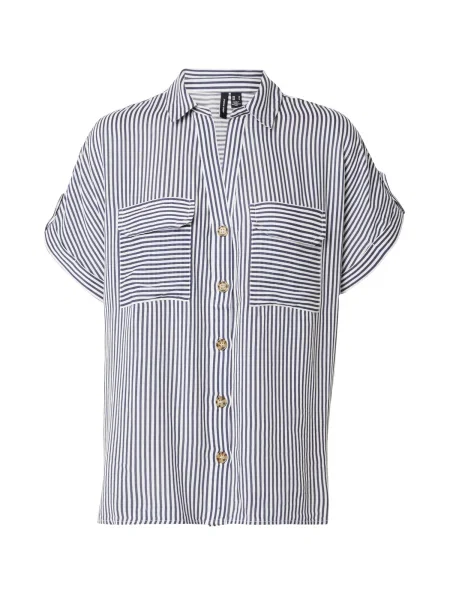 VERO MODA Bluză BUMPY albastru noapte alb