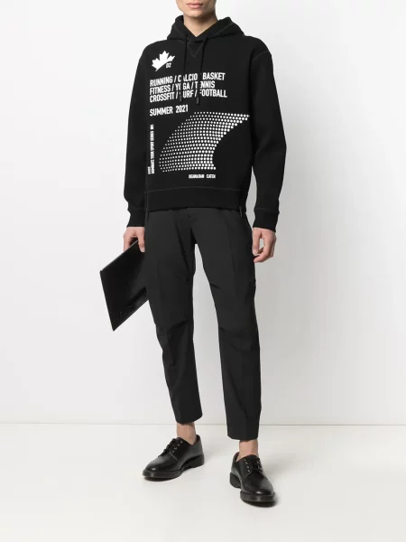 Raštuotas džemperis su gobtuvu Dsquared2 juoda