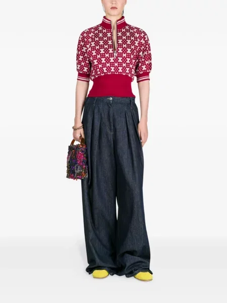 Blugi Dries Van Noten plisate albastru