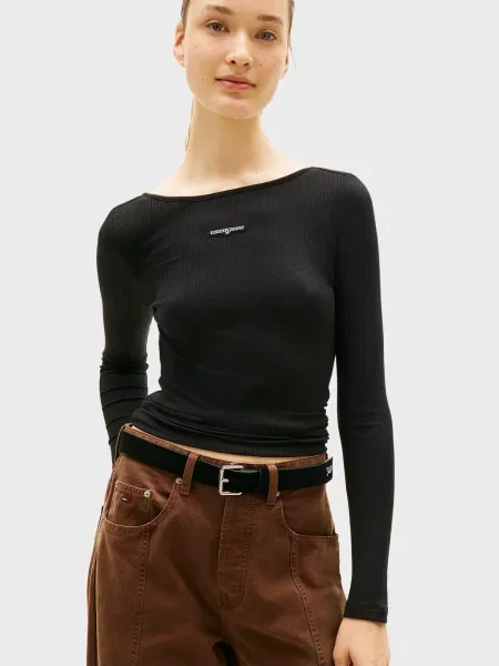 Лонгслів Tommy Jeans чорний