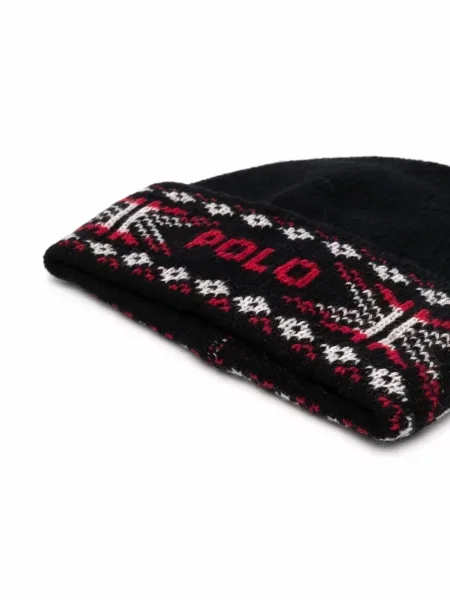 Вълнена шапка Polo Ralph Lauren с автограф черно