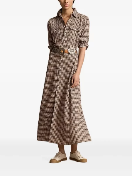 Sacou Polo Ralph Lauren în carouri de costum din piele maro