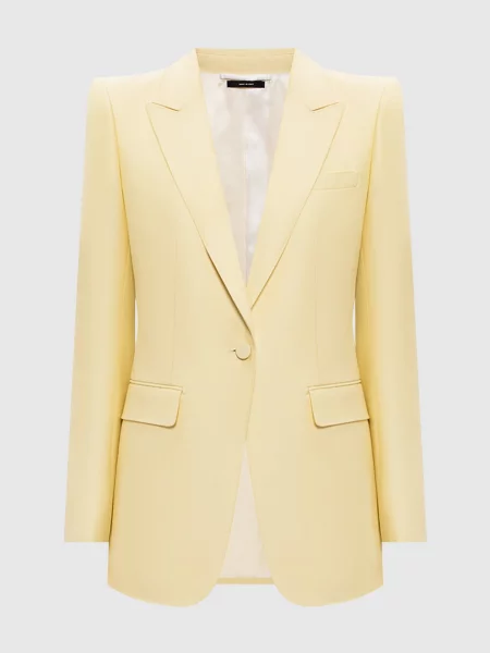 Жакет з вовни та шовку з акцентними плечима Tom Ford жовтий