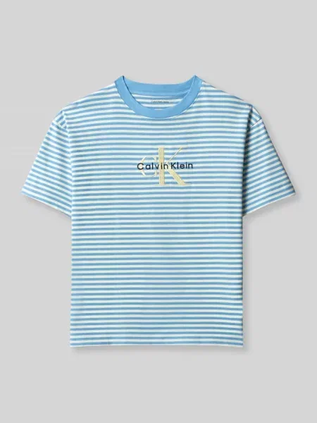 Krój regular fit t-shirt z nadruk z logo z czystej Calvin Klein Jeans błękitna
