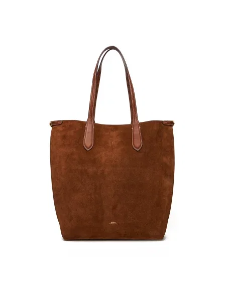 Τσάντα shopper Polo Ralph Lauren σουέτ καφέ