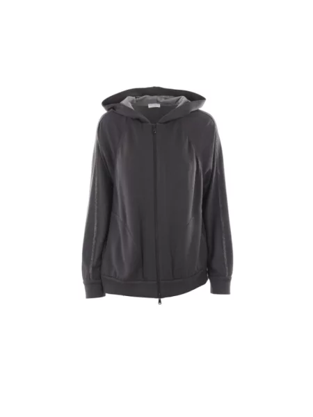 Sweter Brunello Cucinelli z kapturem szary