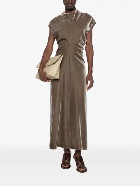Rochie maxi Agnona de catifea cu volane verde