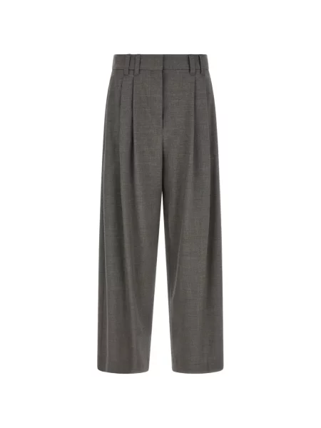 Pantaloni Brunello Cucinelli de lână cu imprimeu tropical gri