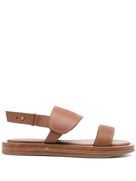 Sandale Max Mara din piele cu autograf maro