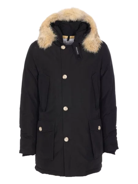 Palton de blană Woolrich cu blană negru