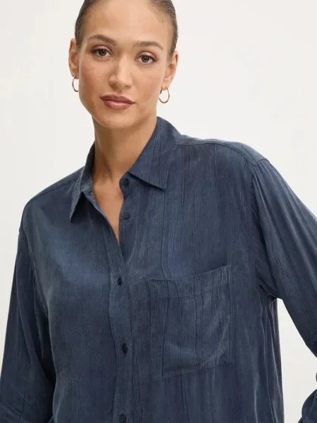 Boss Orange cămașă femei marin cu guler clasic relaxed albastru