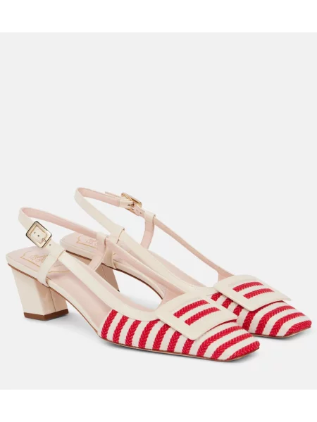 Pantofi cu toc Roger Vivier din piele de lac slingback roșu
