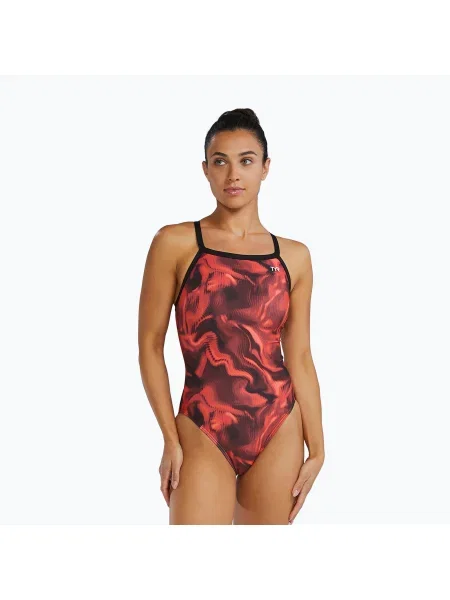 Дамски цял бански костюм Tyr Durafast Elite Waveform Diamondfit червено