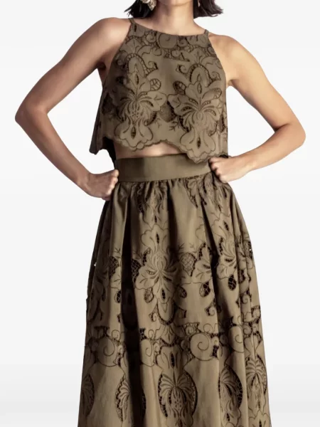 Top Moutaki cu model floral verde