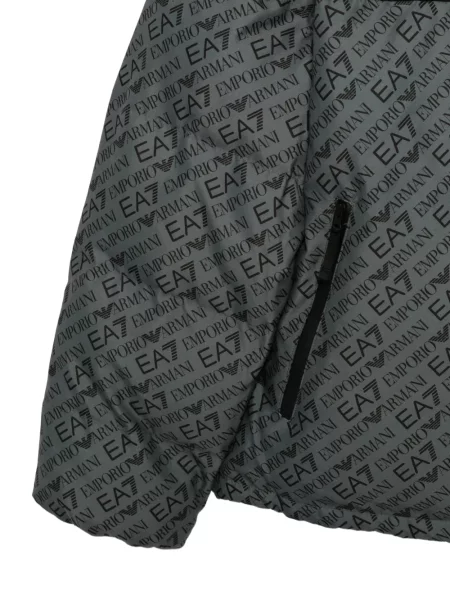 Geacă Ea7 Emporio Armani cu glugă cu imagine gri