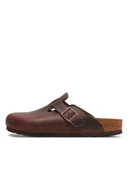 Klapki Birkenstock skórzane brązowe