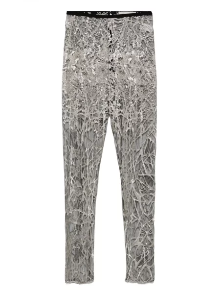 Legginsy Gemy Maalouf koronkowe srebrne