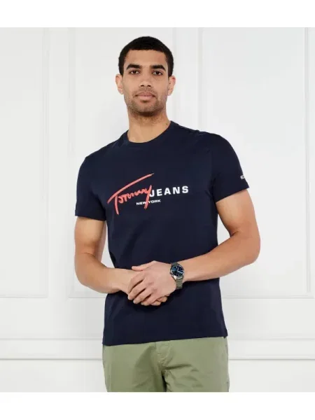 Tommy Jeans Póló Signature Dna Sötétkék Regular Fit kék