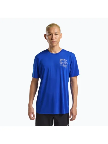Tricou de trekking pentru bărbați Jack Wolfskin Vonnan Graphic explore vibrant albastru