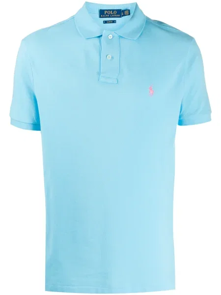 Tricou polo Polo Ralph Lauren cu autograf albastru