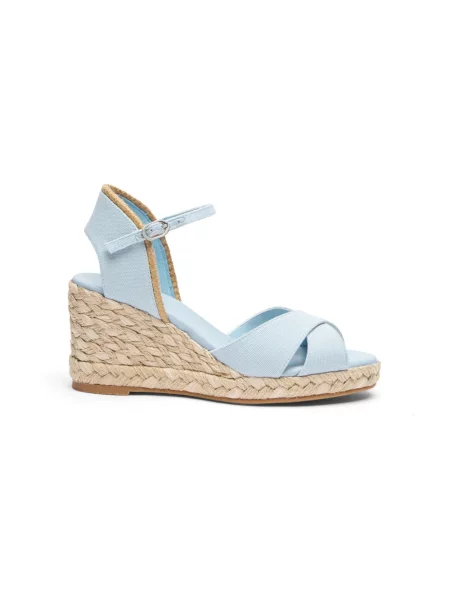 Espadryle Stuart Weitzman na koturnie niebieskie