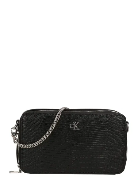 Usnjena usnjena torbica Calvin Klein Jeans črna