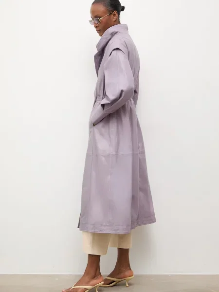 Answear.LAB palton pentru femei din piele NINA Unscripted Collection violet