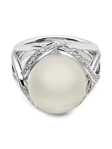 Inel Mikimoto alb