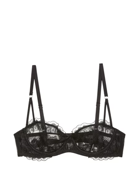 Sutien balconette Fleur Du Mal din dantelă negru
