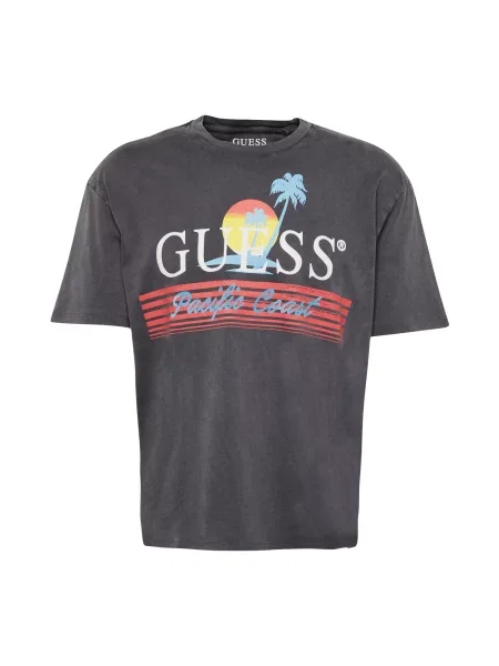 GUESS Tricou PACIFIC COAST albastru deschis / metalic / roșu gri