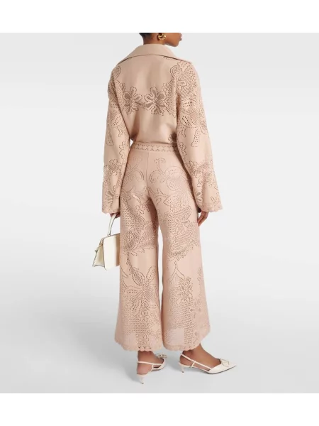 Pantaloni Valentino din dantelă roz