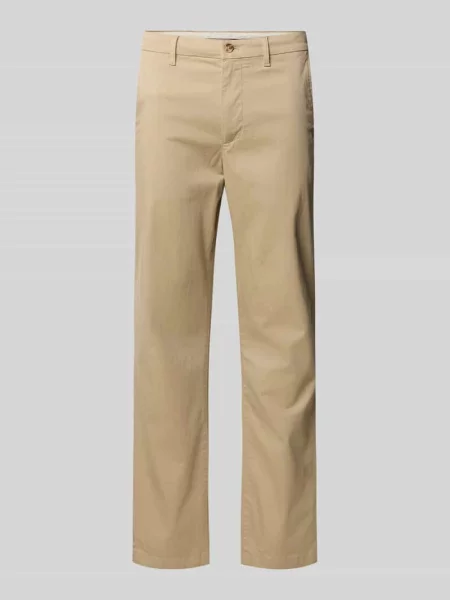 Chinos o kroju straight fit z mieszanki bawełny Tommy Hilfiger beżowe
