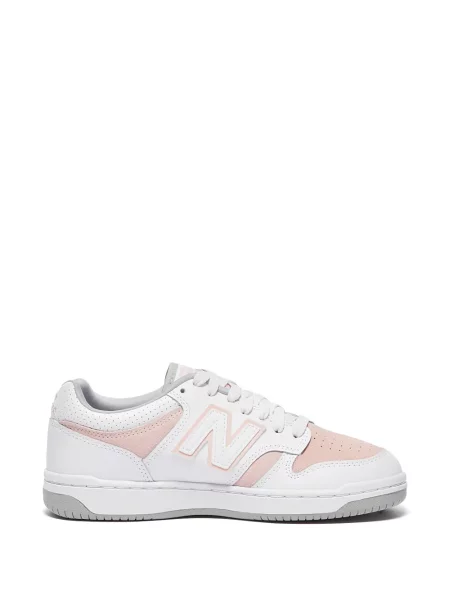 Sneakerși New Balance cu șireturi din piele alb