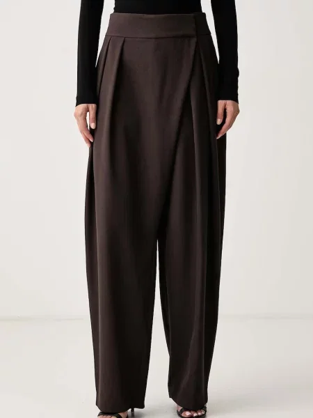 La Mania pantaloni de costum pentru femei din lână MAVION maro