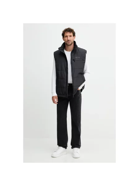 Kamizelka jeansowa Versace Jeans Couture pikowana czarna