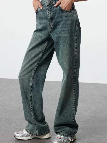 Blugi Trendyol cu talie înaltă albastru