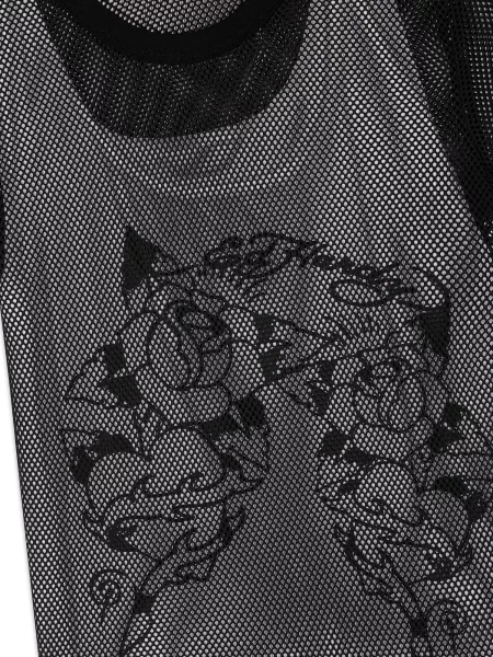 Ed Hardy Tricou Climbing Rose negru alb