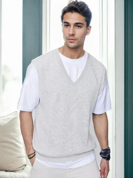 Pulover Dewberry cu decolteu în V gri