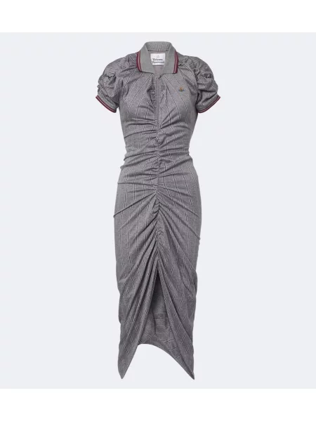 Rochie midi Vivienne Westwood cu dungi cu volane gri