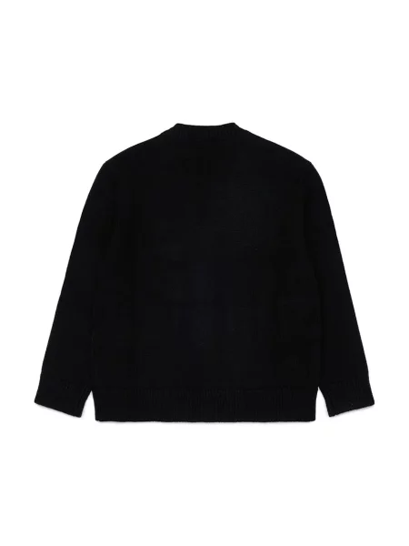 Diesel kardigán detský s prímesou vlny KLABO CARDIGAN OVER KNITWEAR čierna