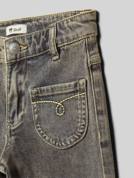 Jeansy o kroju straight fit z naszywanymi Steiff czarne