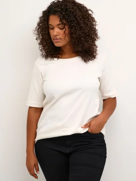 KAFFE CURVE Tricou Carina natural alb