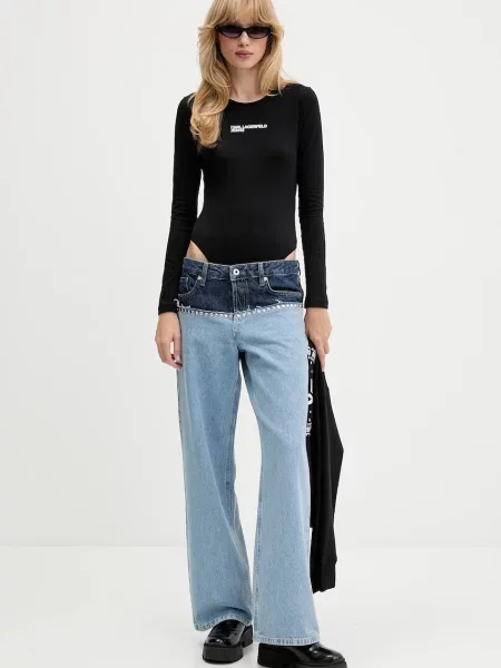 Karl Lagerfeld Jeans jeansy medium waist niebieskie