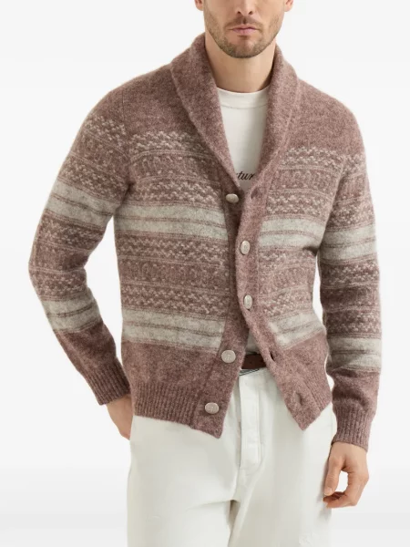 Cardigan Brunello Cucinelli de lână maro