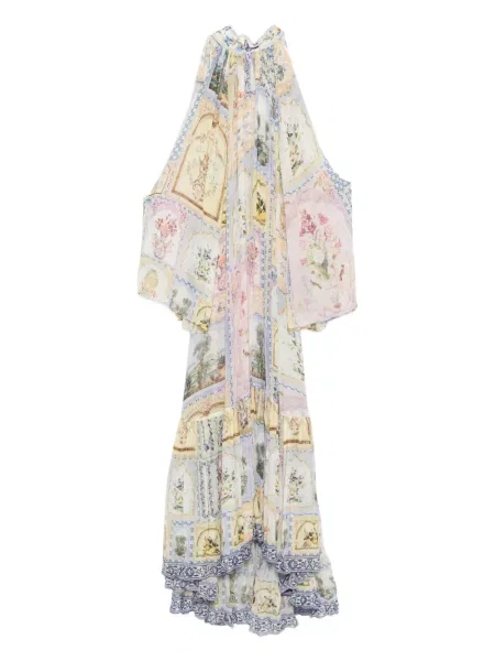 Rochie midi Camilla cu model floral cu imagine până la genunchi