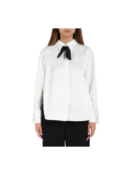 Koszula Simona Corsellini z kokardką z długim rękawem biała