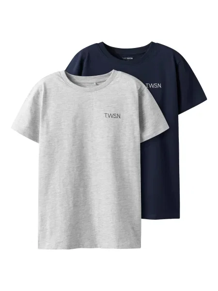 TWO SOON Tricou albastru gri