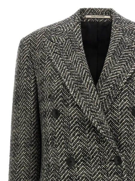 Palton Tagliatore cu model herringbone negru