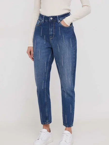Дънки Pepe Jeans с висока талия тъмносиньо