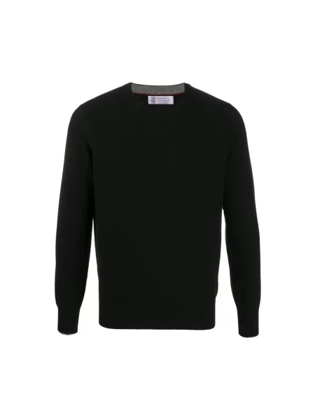 Sweter Brunello Cucinelli z okrągłym dekoltem czarny
